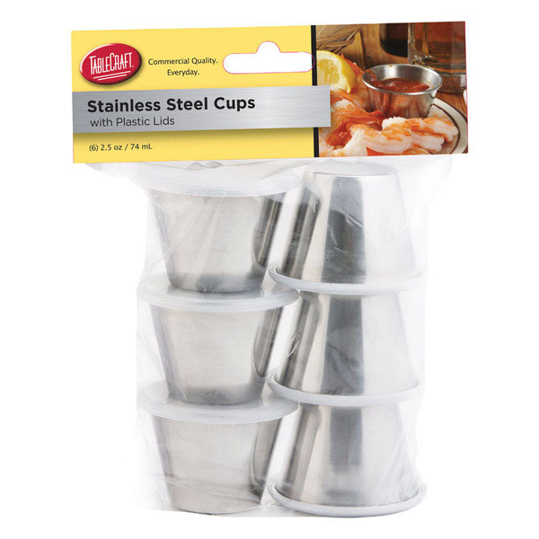 Tablecraft DIPPING CUP W/LID 6PK SS H5069